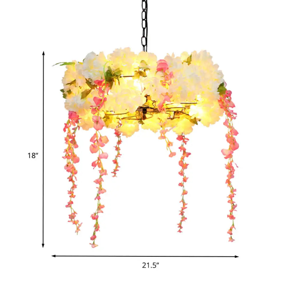 Flower Metal Chandelier Light Industrial 5 Heads Led Down Lighting 18/21.5 W White