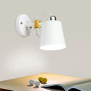 Industrial Adjustable Node Wall Lamp Sconce - Head Barrel Style White/Black Metal Lighting White