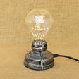 Industrial Aged Brass Table Lamp With Bare Bulb And Plug In Cord Silver