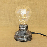 Industrial Aged Brass Table Lamp With Bare Bulb And Plug In Cord Silver