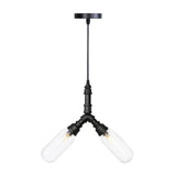 Industrial Amber/Clear Glass Hanging Chandelier With Led Lights For Dining Room - 2/3/4 Heads In