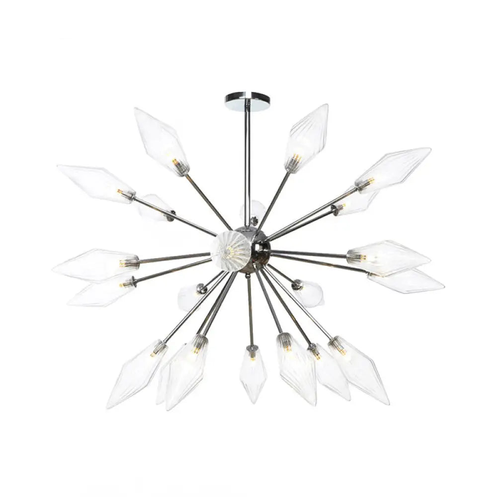 Industrial Amber/Clear Pendant Chandelier With Diamond Glass Shade - 9/12/15 Lights Living Room