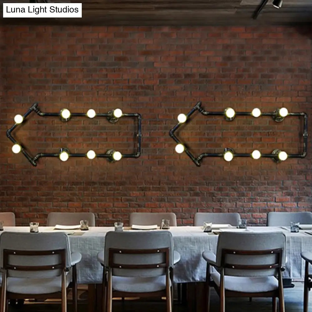 Industrial Arrow-Shaped 8-Light Wall Sconce In Black/Bronze For Restaurants
