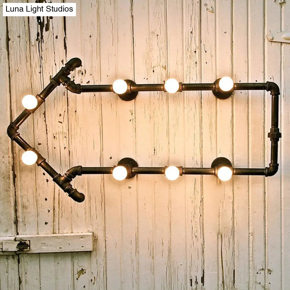 Industrial Arrow-Shaped 8-Light Wall Sconce In Black/Bronze For Restaurants