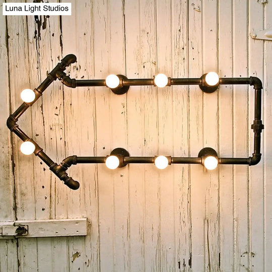 Industrial Arrow-Shaped 8-Light Wall Sconce In Black/Bronze For Restaurants