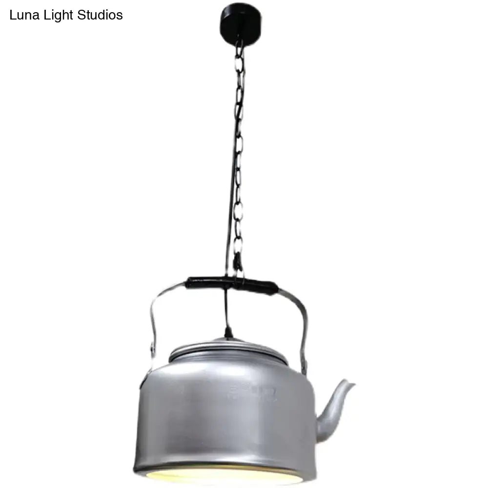 Industrial Art Deco Kettle Shade Pendant Light - Metal Hanging Lamp