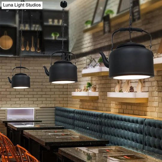 Industrial Art Deco Kettle Shade Pendant Light - Metal Hanging Lamp