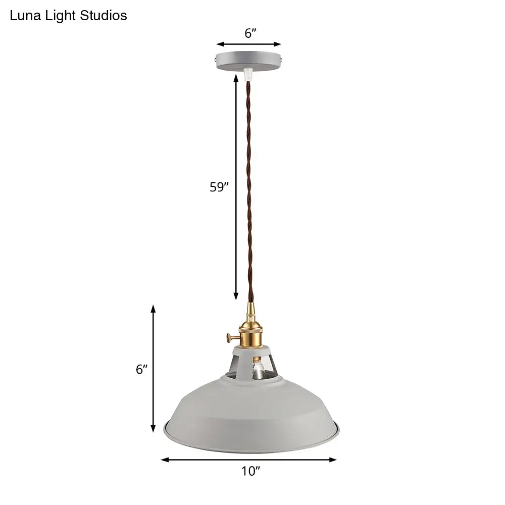 Industrial Barn Pendant Lamp - Stylish Black/White Metallic Ceiling Light For Kitchen With Hanging
