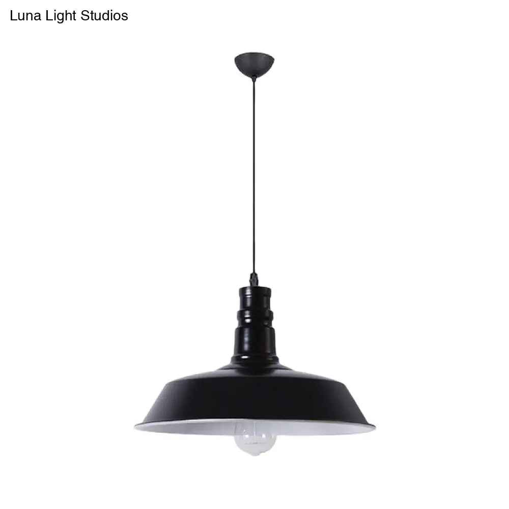 Industrial Barn Shade Pendant Lamp - Red/Yellow/White Finish Hanging Light Kit