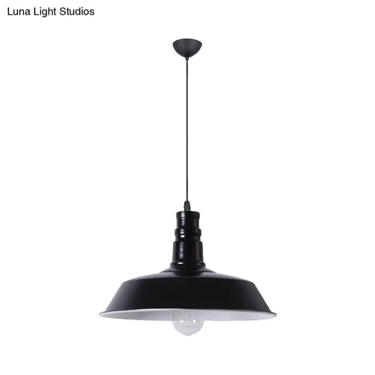 Industrial Barn Shade Pendant Lamp - Red/Yellow/White Finish Hanging Light Kit