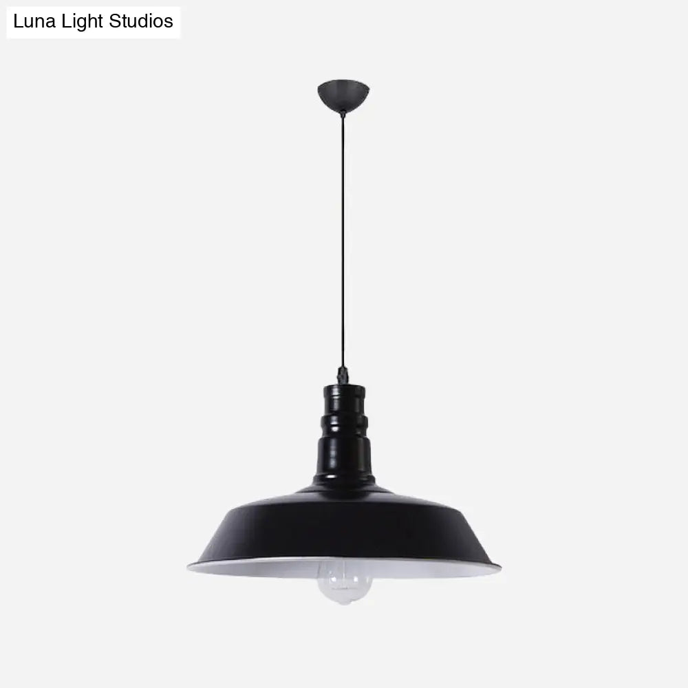 Industrial Barn Shade Pendant Lamp - Red/Yellow/White Finish Hanging Light Kit