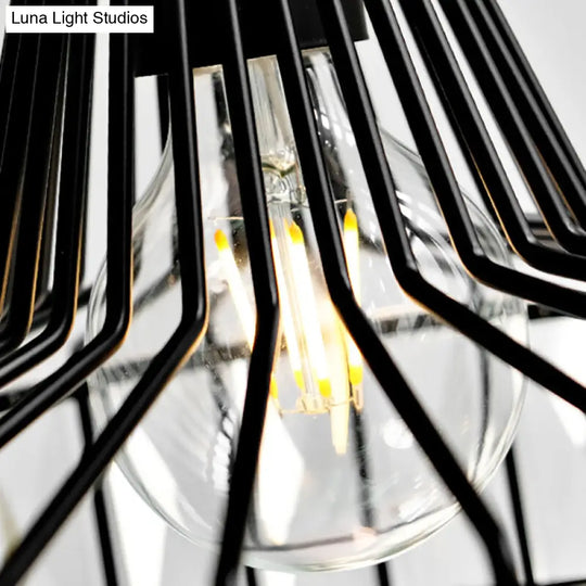 Industrial Black Barn Pendant Light Fixture With Crystal Block - 1-Light Hanging Kit 10/12.5 Wide