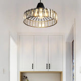 Industrial Black Barn Pendant Light Fixture With Crystal Block - 1 Hanging Kit 10’/12.5’ Wide /