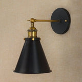 Industrial Black/Brass Sconce With Metal Conic Shade - Stylish Wall Lighting For Living Room Black