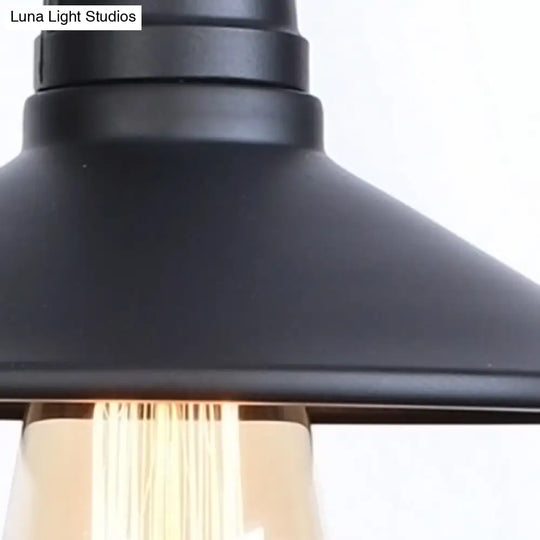Industrial Black Cone Wall Sconce With Pipe Design And Iron Finish