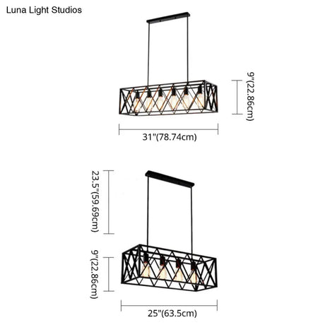 Industrial Black Cross-Framed Pendant Light For Dining Table