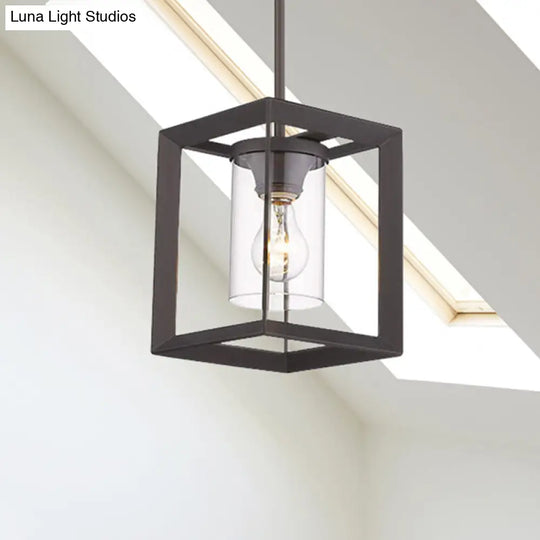 Industrial Black Glass Pendant Ceiling Light Fixture For Living Room