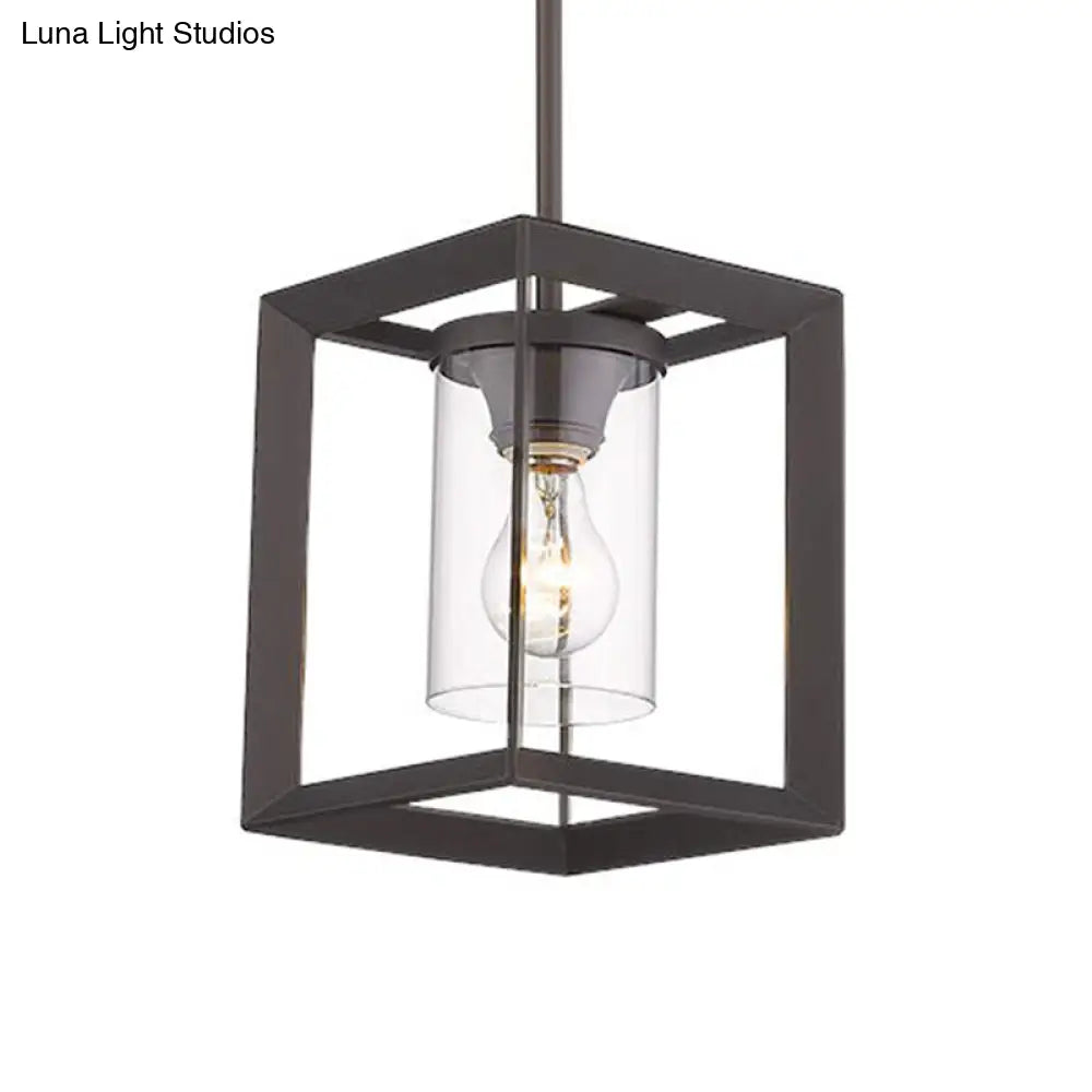 Industrial Black Glass Pendant Ceiling Light Fixture For Living Room