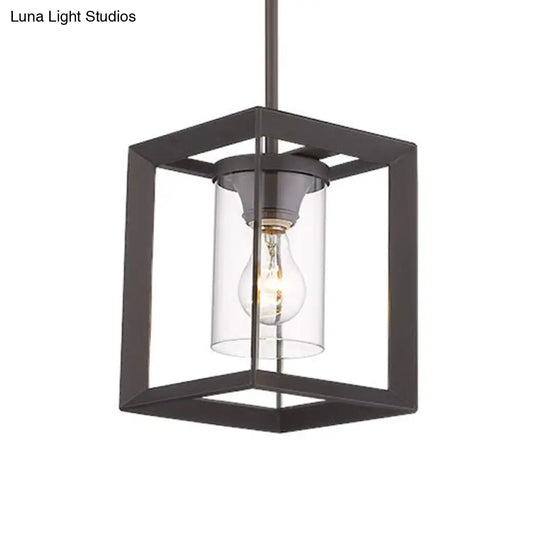 Industrial Black Glass Pendant Ceiling Light Fixture For Living Room