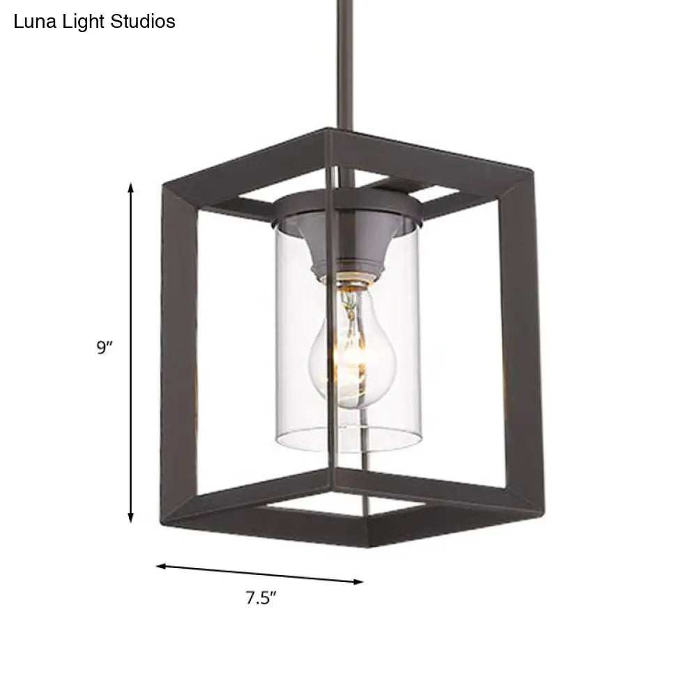 Industrial Black Glass Pendant Ceiling Light Fixture For Living Room