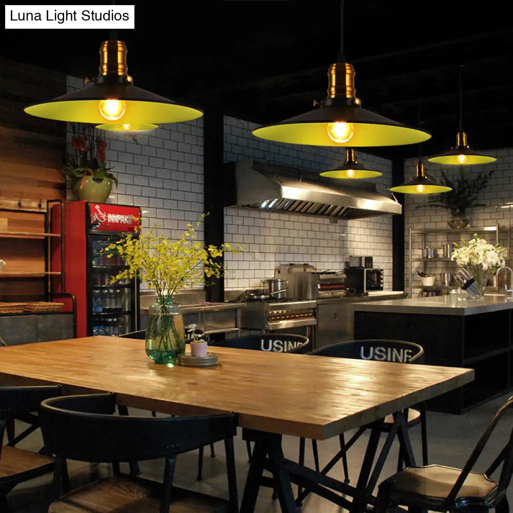 Industrial Black Single Bulb Pendant Light For Dining Room - 8.5 10 12 Width Options /
