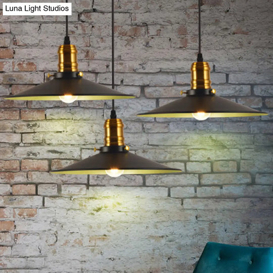 Industrial Black Flared Single Bulb Metal Pendant Light - 8.5’/10’/12’ Wide Stylish Dining