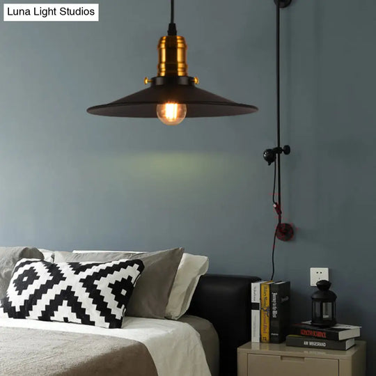 Industrial Black Flared Single Bulb Metal Pendant Light - 8.5’/10’/12’ Wide Stylish Dining