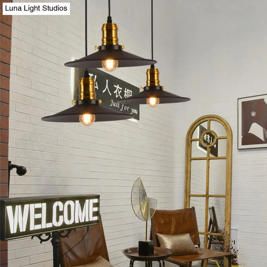 Industrial Black Flared Single Bulb Metal Pendant Light - 8.5’/10’/12’ Wide Stylish Dining