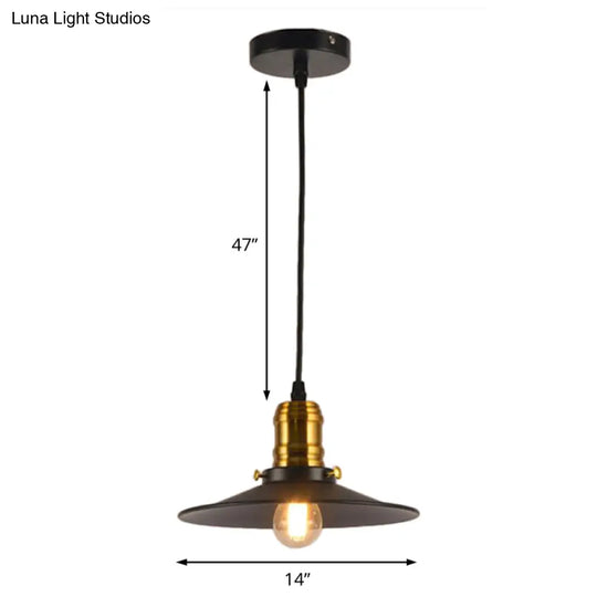 Industrial Black Flared Single Bulb Metal Pendant Light - 8.5’/10’/12’ Wide Stylish Dining