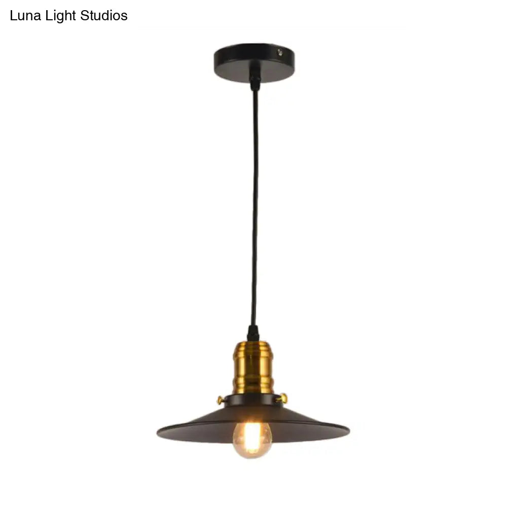 Industrial Black Single Bulb Pendant Light For Dining Room - 8.5 10 12 Width Options