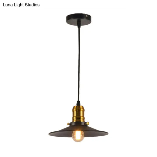 Industrial Black Single Bulb Pendant Light For Dining Room - 8.5 10 12 Width Options