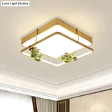 Industrial Black/Gold Led Flush Mount Ceiling Light For Bedroom - 16.5’/20.5’ Square/Round