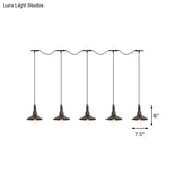 Industrial Black Iron Pendant Light With Saucer Design - Multi-Pendant Fixture 3/5/7 Heads Tandem