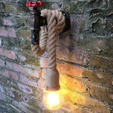 Industrial Black Iron Water Tap Sconce: 1-Light Wall Light Fixture With Rope Socket