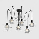 Industrial Black Iron Wire Ball Cage Pendant Lamp For Dining Room 6 /