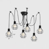 Industrial Black Iron Wire Ball Cage Pendant Lamp For Dining Room 6 /