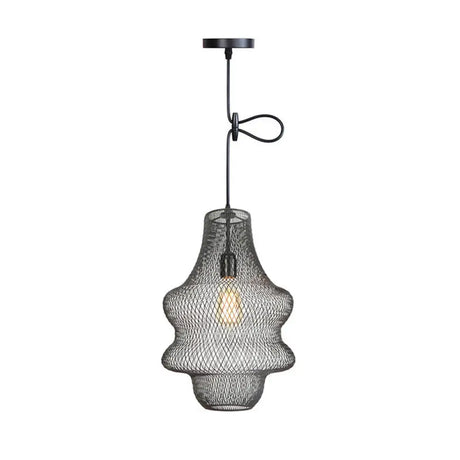 Industrial Black Mesh Cage Pendant Light - Modern Metal Hanging Lamp For Dining Room / D
