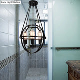 Industrial Black Metal Chandelier With 4 Heads And Cage Shade For Living Room Ceiling - Global