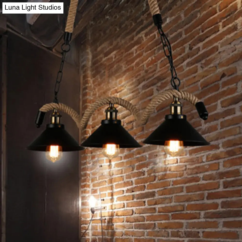 Industrial Black Metal Island Chandelier Cage Restaurant Light Fixture