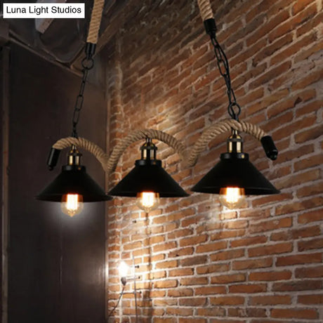 Industrial Black Metal Island Chandelier Cage Restaurant Light Fixture