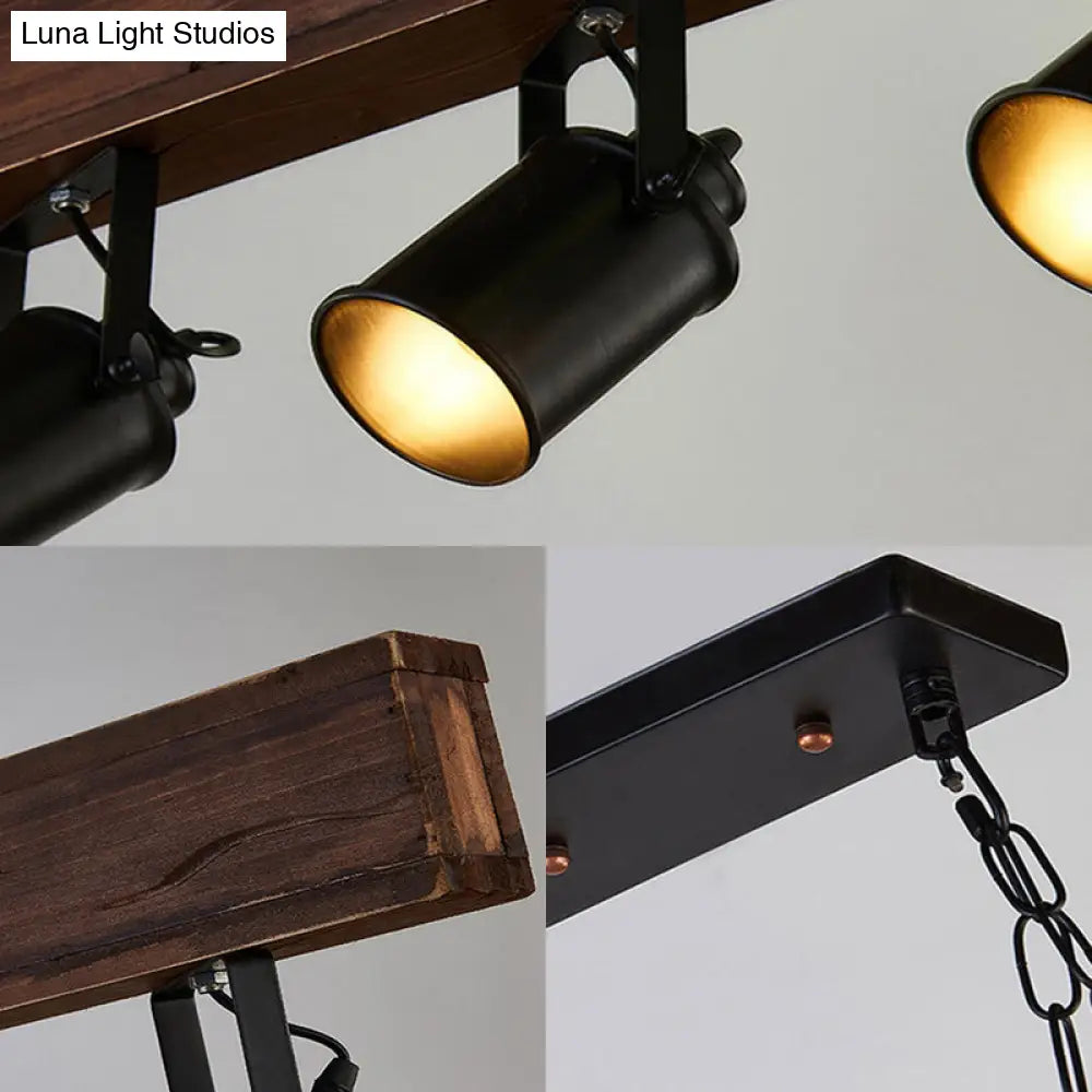 Industrial Black Metal Island Light Fixture - 5-Light Kitchen Hanging Lamp