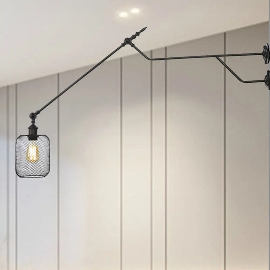 Industrial Black Metal Wall Lamp With Cylinder/Bottle Shade - Indoor Sconce Light Fixture / Cylinder