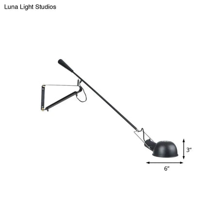 Industrial Black Metal Wall Light With Stylish Bowl Shade - Indoor Mount Fixture
