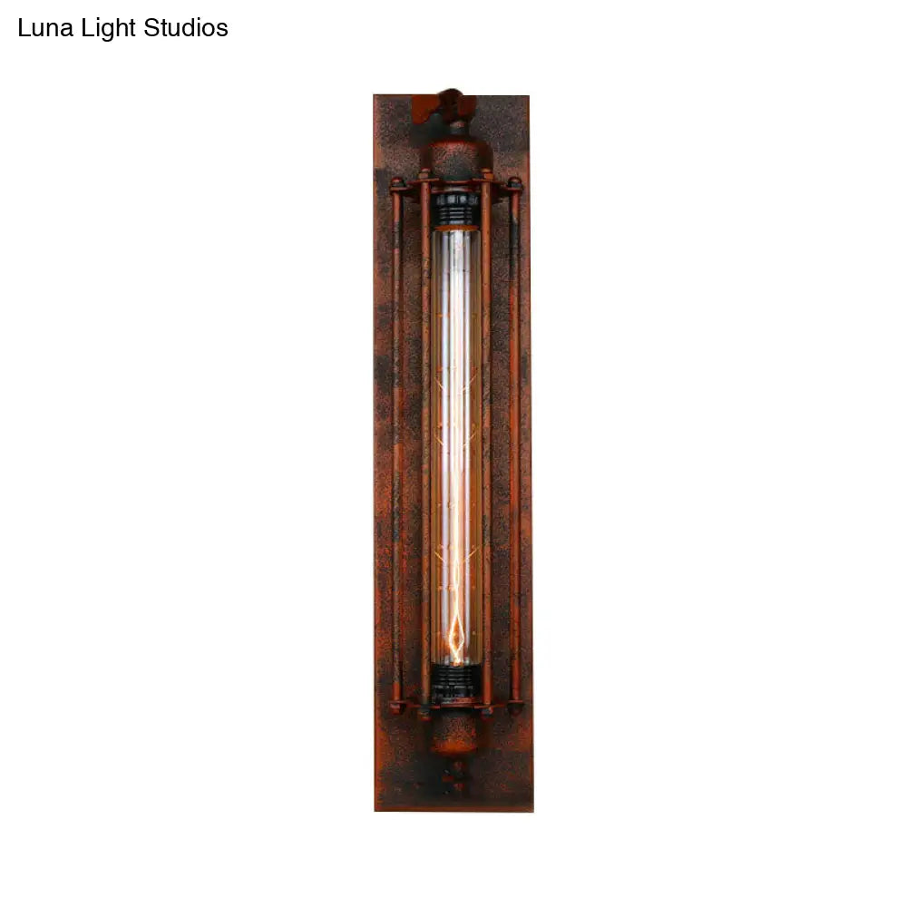Industrial Black/Silver Metallic 1-Light Linear Wall Sconce - Sleek Wire Frame Design For Bedroom