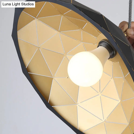 Industrial Black/White Metal Pendant Light For Living Room - 1 Dome Suspension Lamp 13/16/19.5 Wide