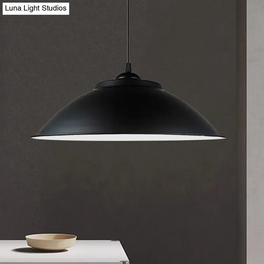 Industrial Iron Pendant Light With Adjustable Cord - Black/White 10.5/14 W