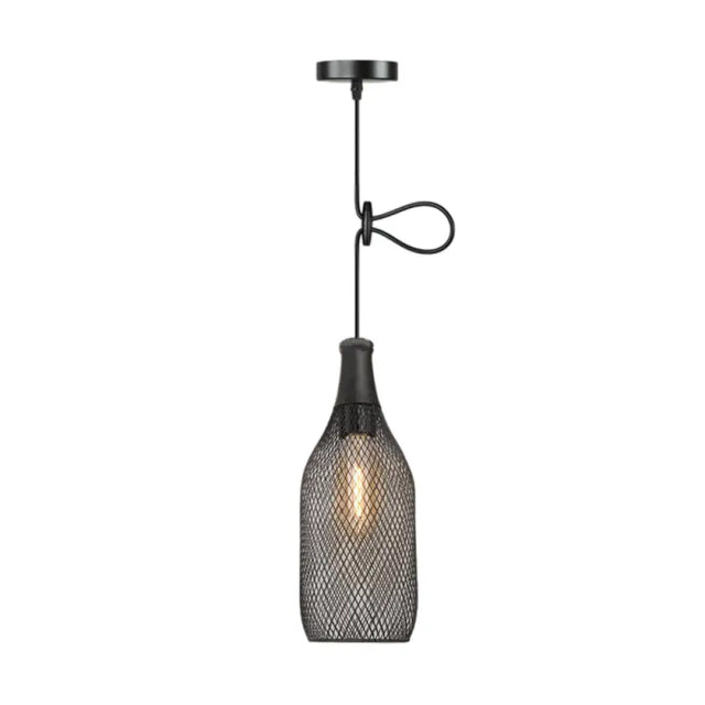 Industrial Black Wire Mesh Pendant Light With Height Adjustable Hanging Lamp For Dining Room / C