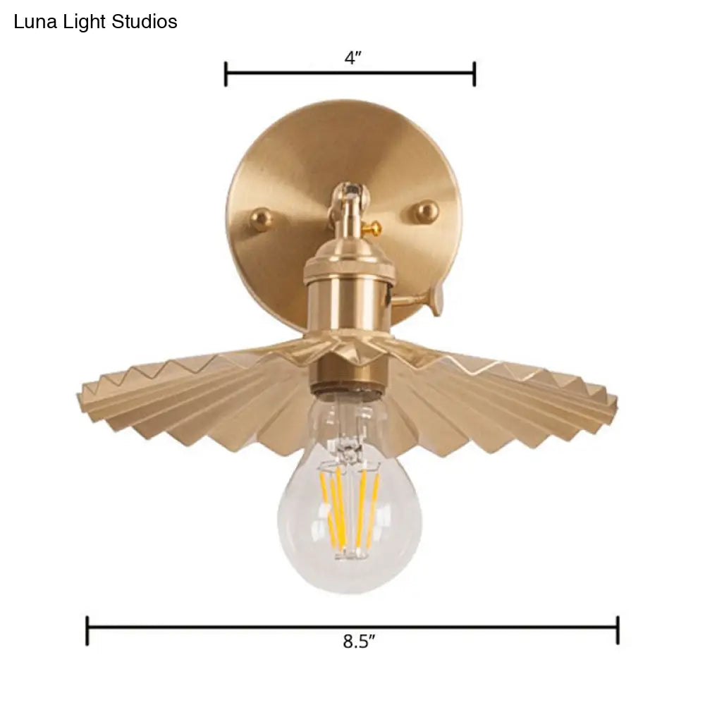 Industrial Brass Metal Wall Mounted Lamp With Cone Shape For Bedside Lighting