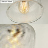 Industrial Brass Prismatic Glass Dome Pendant Light In Red/Bronze/Blue