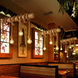 Industrial Brown Pendant Light With 4 Rope Lights - Perfect For Restaurants And Warehouses